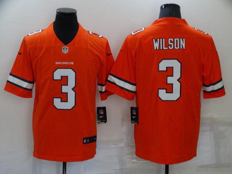 Men Denver Broncos #3 Wilson Orange Nike Vapor Untouchable Limited 2022 NFL Jerseys